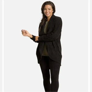 BAREFOOT DREAMS CozyChic Lite Circle Shawl Cardigan in Black